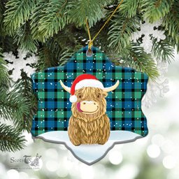 Scottish Gunn Ancient Tartan Christmas Ceramic Ornament - Highland Cows Style - Tartan Plaid Christmas Decor Scottish Plaid Tartan Plaid - ScotsTee - scotstee.com