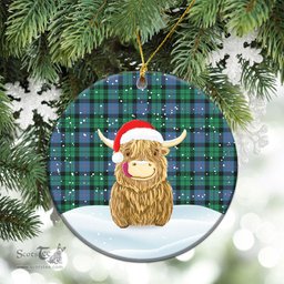 Scottish Morrison Ancient Tartan Christmas Ceramic Ornament - Highland Cows Style - Tartan Plaid Christmas Decor Scottish Plaid Tartan Plaid - ScotsTee - scotstee.com
