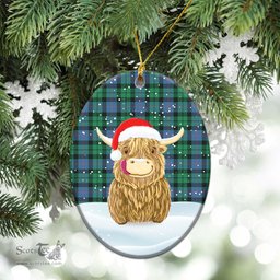 Scottish Morrison Ancient Tartan Christmas Ceramic Ornament - Highland Cows Style - Tartan Plaid Christmas Decor Scottish Plaid Tartan Plaid - ScotsTee - scotstee.com