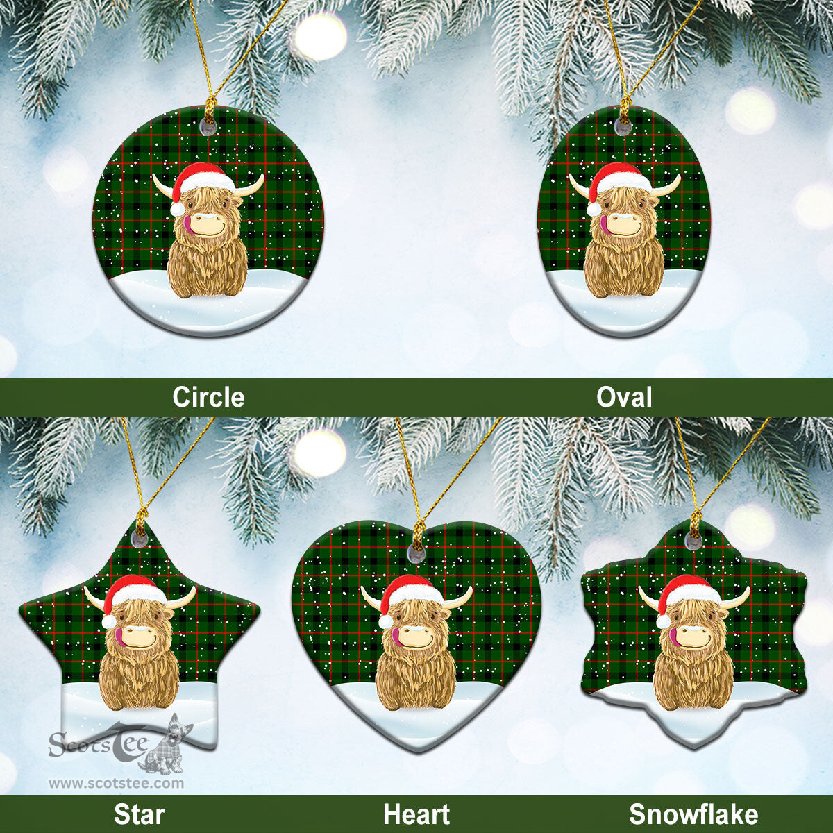 Scottish Kincaid Tartan Christmas Ceramic Ornament - Highland Cows Style - Tartan Plaid Christmas Decor Scottish Plaid Tartan Plaid - ScotsTee - scotstee.com