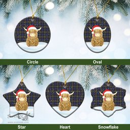 Scottish Fletcher of Dunans Tartan Christmas Ceramic Ornament - Highland Cows Style - Tartan Plaid Christmas Decor Scottish Plaid Tartan Plaid - ScotsTee - scotstee.com