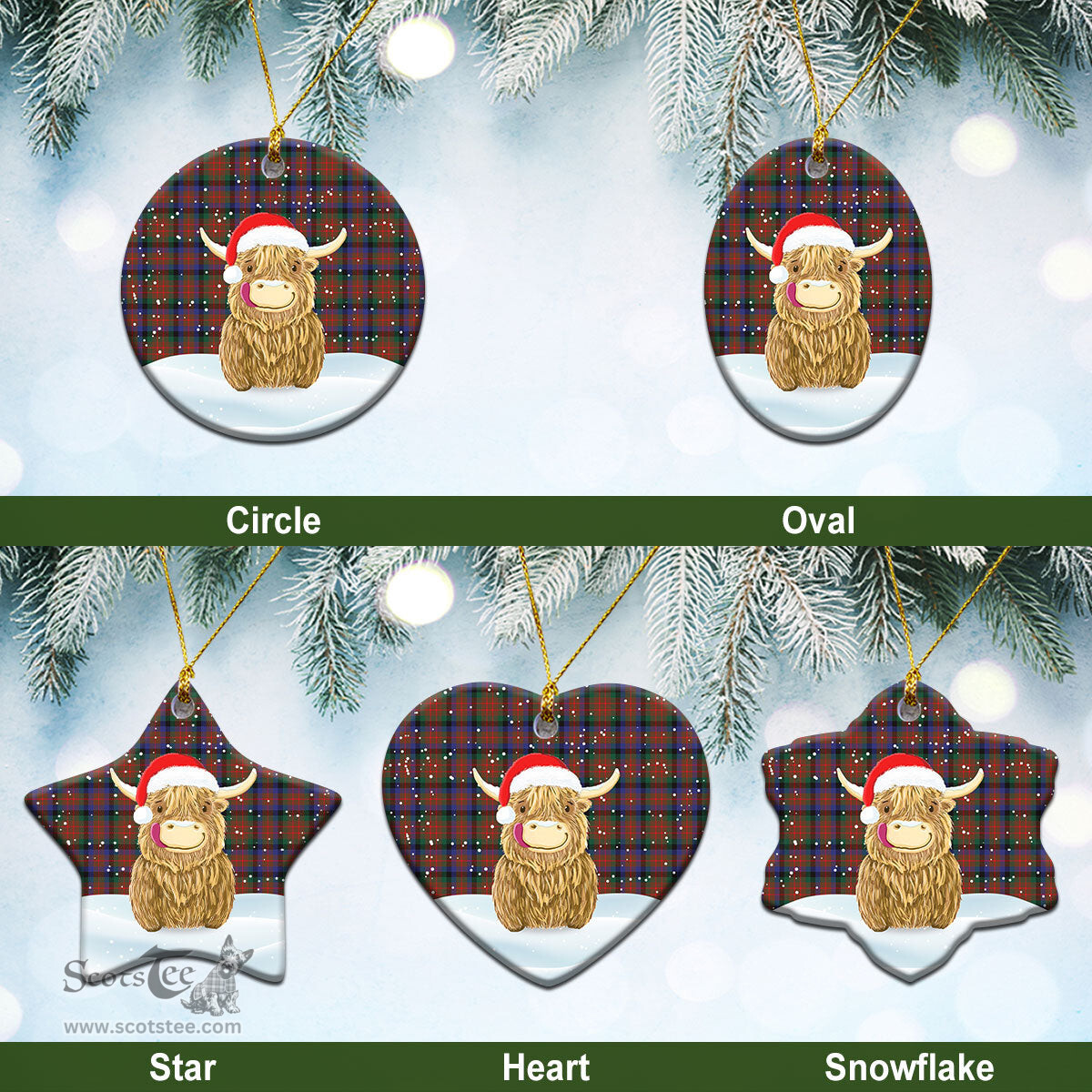 Scottish MacDuff Hunting Modern Tartan Christmas Ceramic Ornament - Highland Cows Style - Tartan Plaid Christmas Decor Scottish Plaid Tartan Plaid - ScotsTee - scotstee.com