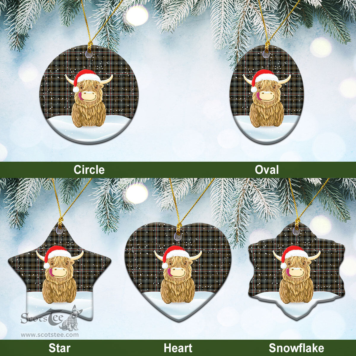 Scottish MacKenzie Weathered Tartan Christmas Ceramic Ornament - Highland Cows Style - Tartan Plaid Christmas Decor Scottish Plaid Tartan Plaid - ScotsTee - scotstee.com