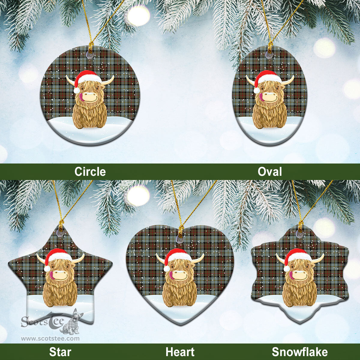 Scottish MacLeod of Harris Weathered Tartan Christmas Ceramic Ornament - Highland Cows Style - Tartan Plaid Christmas Decor Scottish Plaid Tartan Plaid - ScotsTee - scotstee.com