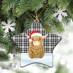 Scottish Scott Black & White Modern Tartan Christmas Ceramic Ornament - Highland Cows Style - Tartan Plaid Christmas Decor Scottish Plaid Tartan Plaid - ScotsTee - scotstee.com