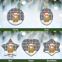 Scottish Scott Black & White Modern Tartan Christmas Ceramic Ornament - Highland Cows Style - Tartan Plaid Christmas Decor Scottish Plaid Tartan Plaid - ScotsTee - scotstee.com