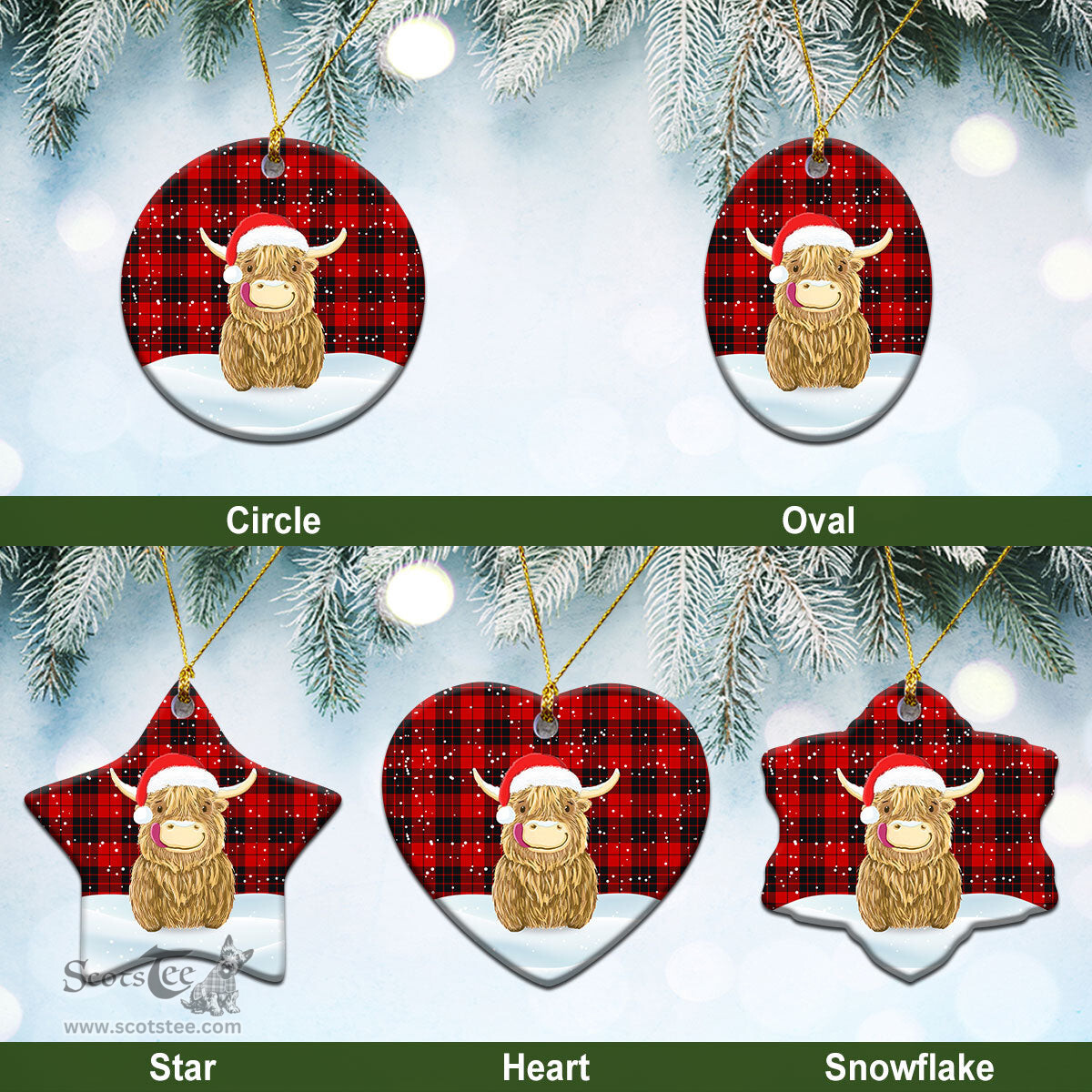 Scottish MacLeod of Raasay Tartan Christmas Ceramic Ornament - Highland Cows Style - Tartan Plaid Christmas Decor Scottish Plaid Tartan Plaid - ScotsTee - scotstee.com