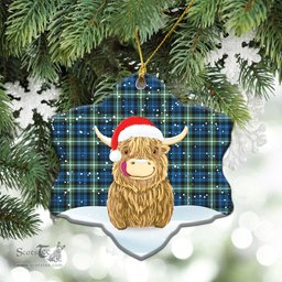 Scottish Lamont Ancient Tartan Christmas Ceramic Ornament - Highland Cows Style - Tartan Plaid Christmas Decor Scottish Plaid Tartan Plaid - ScotsTee - scotstee.com