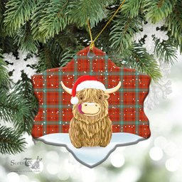 Scottish Morrison Red Ancient Tartan Christmas Ceramic Ornament - Highland Cows Style - Tartan Plaid Christmas Decor Scottish Plaid Tartan Plaid - ScotsTee - scotstee.com