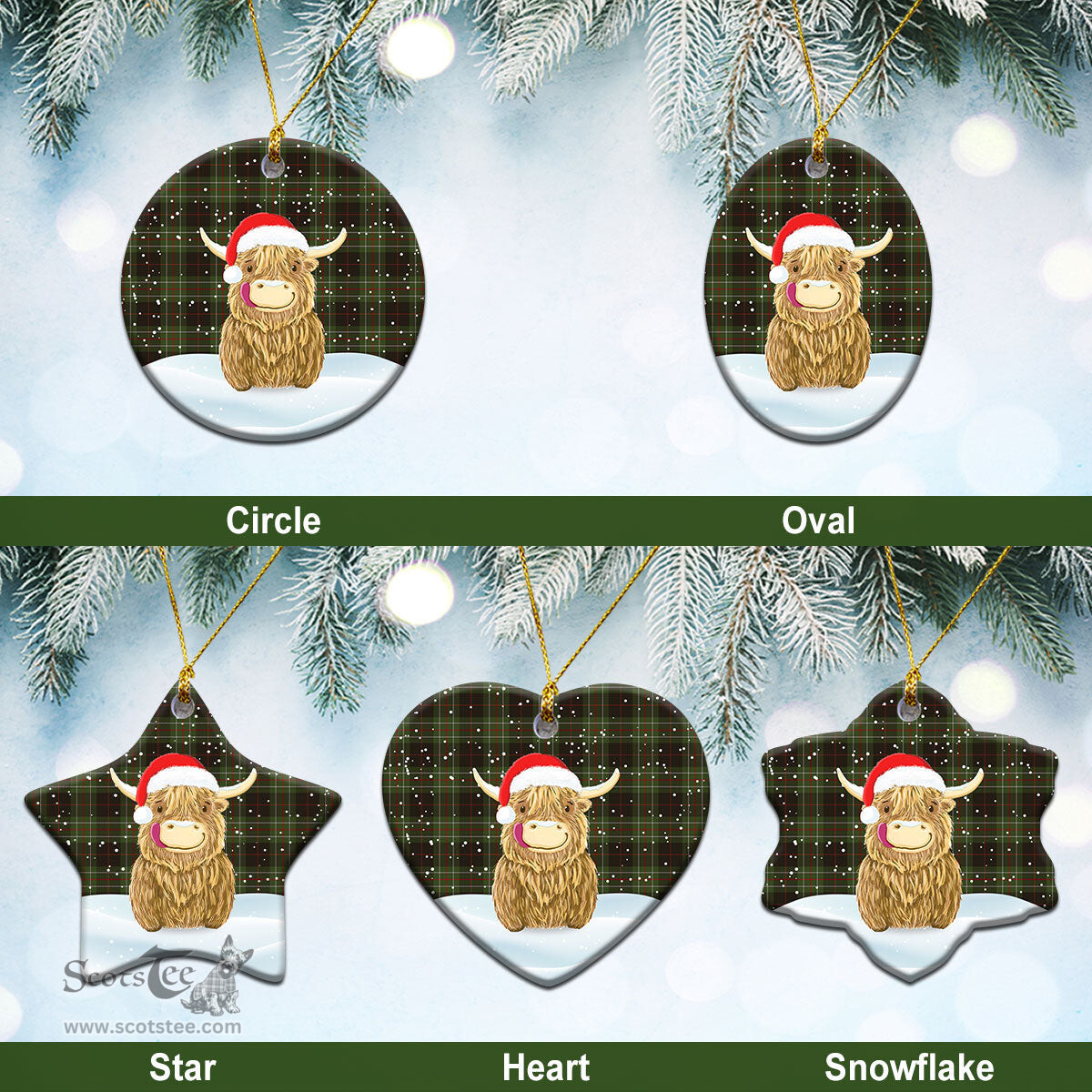 Scottish MacDermotts Tartan Christmas Ceramic Ornament - Highland Cows Style - Tartan Plaid Christmas Decor Scottish Plaid Tartan Plaid - ScotsTee - scotstee.com