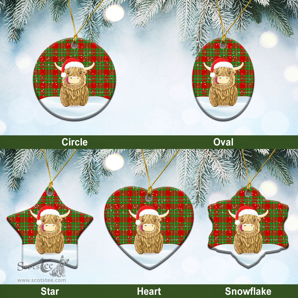 Scottish MacGregor Modern Tartan Christmas Ceramic Ornament - Highland Cows Style - Tartan Plaid Christmas Decor Scottish Plaid Tartan Plaid - ScotsTee - scotstee.com