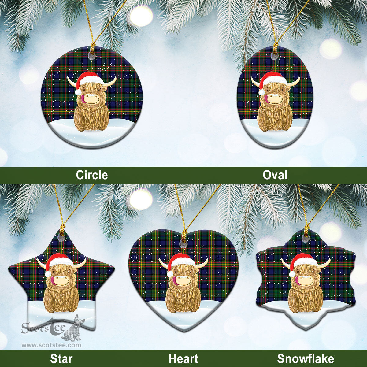 Scottish Laws Tartan Christmas Ceramic Ornament - Highland Cows Style - Tartan Plaid Christmas Decor Scottish Plaid Tartan Plaid - ScotsTee - scotstee.com