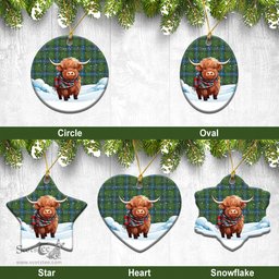 Scottish MacMillan Hunting Ancient Tartan Christmas Ceramic Ornament - Highland Cows Snow Style - Tartan Plaid Christmas Decor Scottish Plaid Tartan Plaid - ScotsTee - scotstee.com