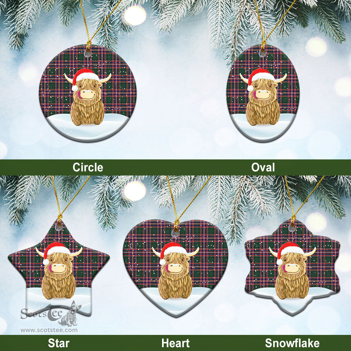 Scottish MacFarlane Hunting Modern Tartan Christmas Ceramic Ornament - Highland Cows Style - Tartan Plaid Christmas Decor Scottish Plaid Tartan Plaid - ScotsTee - scotstee.com