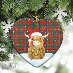 Scottish MacLean of Duart Ancient Tartan Christmas Ceramic Ornament - Highland Cows Style - Tartan Plaid Christmas Decor Scottish Plaid Tartan Plaid - ScotsTee - scotstee.com