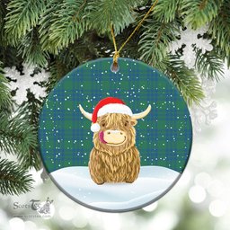 Scottish Montgomery Ancient Tartan Christmas Ceramic Ornament - Highland Cows Style - Tartan Plaid Christmas Decor Scottish Plaid Tartan Plaid - ScotsTee - scotstee.com