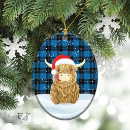 Scottish Ramsay Blue Ancient Tartan Christmas Ceramic Ornament - Highland Cows Style - Tartan Plaid Christmas Decor Scottish Plaid Tartan Plaid - ScotsTee - scotstee.com