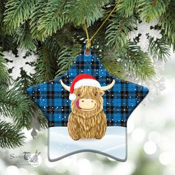 Scottish Ramsay Blue Ancient Tartan Christmas Ceramic Ornament - Highland Cows Style - Tartan Plaid Christmas Decor Scottish Plaid Tartan Plaid - ScotsTee - scotstee.com