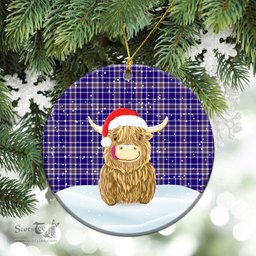 Scottish Ochterlony Tartan Christmas Ceramic Ornament - Highland Cows Style - Tartan Plaid Christmas Decor Scottish Plaid Tartan Plaid - ScotsTee - scotstee.com