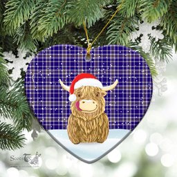 Scottish Ochterlony Tartan Christmas Ceramic Ornament - Highland Cows Style - Tartan Plaid Christmas Decor Scottish Plaid Tartan Plaid - ScotsTee - scotstee.com