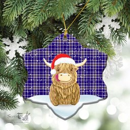 Scottish Ochterlony Tartan Christmas Ceramic Ornament - Highland Cows Style - Tartan Plaid Christmas Decor Scottish Plaid Tartan Plaid - ScotsTee - scotstee.com