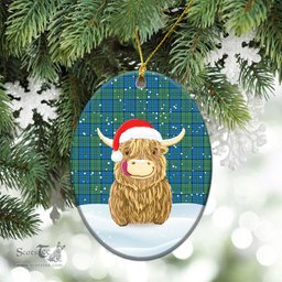 Scottish Lockhart Tartan Christmas Ceramic Ornament - Highland Cows Style - Tartan Plaid Christmas Decor Scottish Plaid Tartan Plaid - ScotsTee - scotstee.com