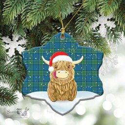 Scottish Lockhart Tartan Christmas Ceramic Ornament - Highland Cows Style - Tartan Plaid Christmas Decor Scottish Plaid Tartan Plaid - ScotsTee - scotstee.com