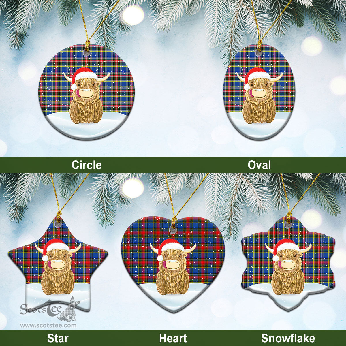 Scottish MacBeth Modern Tartan Christmas Ceramic Ornament - Highland Cows Style - Tartan Plaid Christmas Decor Scottish Plaid Tartan Plaid - ScotsTee - scotstee.com