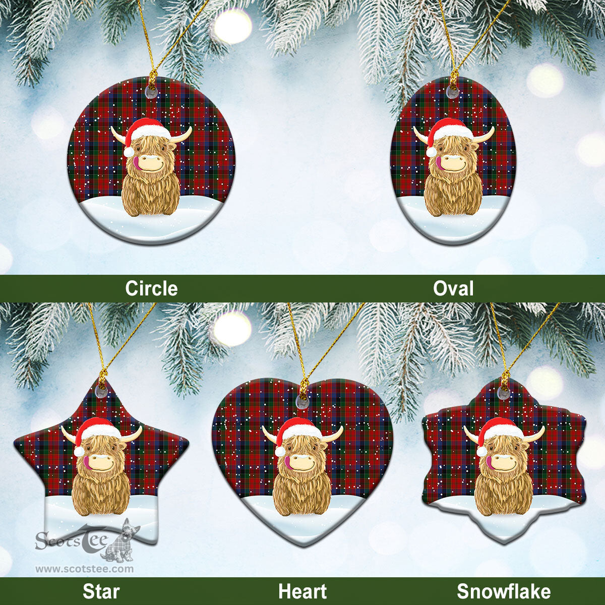 Scottish Leith Tartan Christmas Ceramic Ornament - Highland Cows Style - Tartan Plaid Christmas Decor Scottish Plaid Tartan Plaid - ScotsTee - scotstee.com
