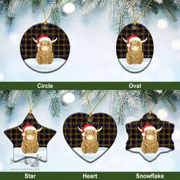 Scottish MacLellan Modern Tartan Christmas Ceramic Ornament - Highland Cows Style - Tartan Plaid Christmas Decor Scottish Plaid Tartan Plaid - ScotsTee - scotstee.com