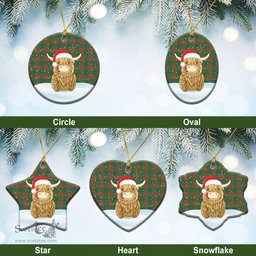 Scottish Menzies Green Ancient Tartan Christmas Ceramic Ornament - Highland Cows Style - Tartan Plaid Christmas Decor Scottish Plaid Tartan Plaid - ScotsTee - scotstee.com