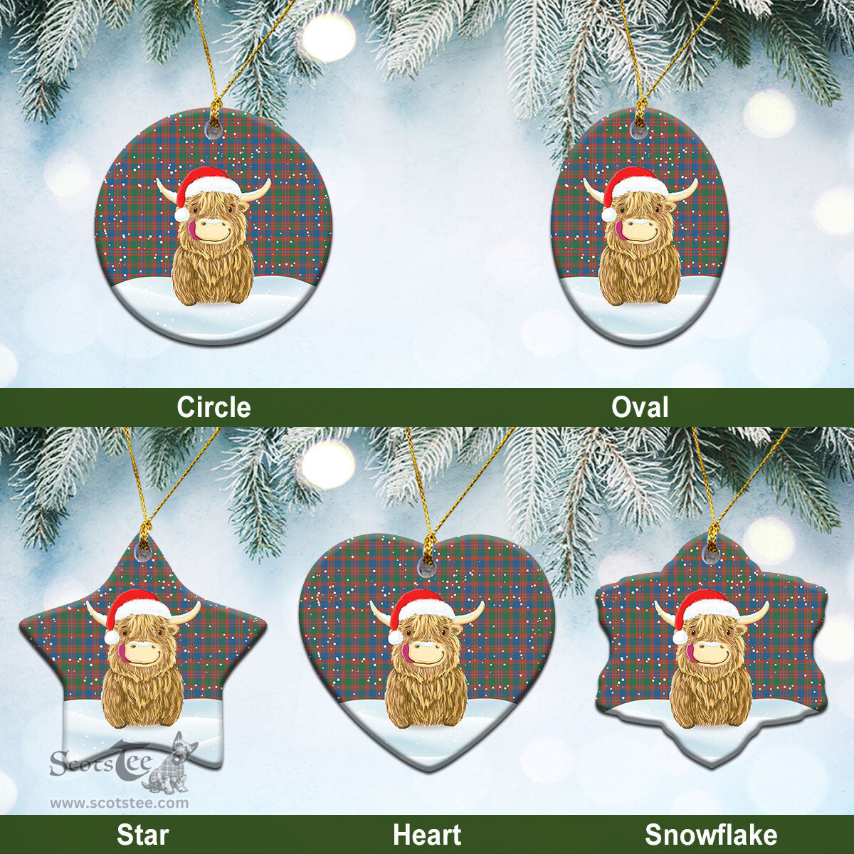 Scottish MacIntyre Ancient Tartan Christmas Ceramic Ornament - Highland Cows Style - Tartan Plaid Christmas Decor Scottish Plaid Tartan Plaid - ScotsTee - scotstee.com