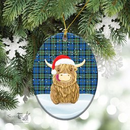Scottish MacLeod of Harris Ancient Tartan Christmas Ceramic Ornament - Highland Cows Style - Tartan Plaid Christmas Decor Scottish Plaid Tartan Plaid - ScotsTee - scotstee.com