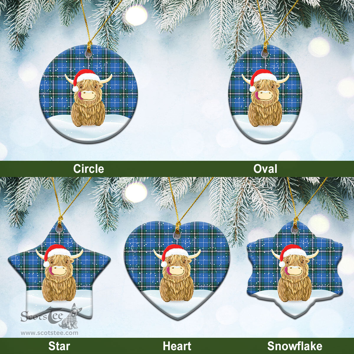 Scottish McLucas Tartan Christmas Ceramic Ornament - Highland Cows Style - Tartan Plaid Christmas Decor Scottish Plaid Tartan Plaid - ScotsTee - scotstee.com