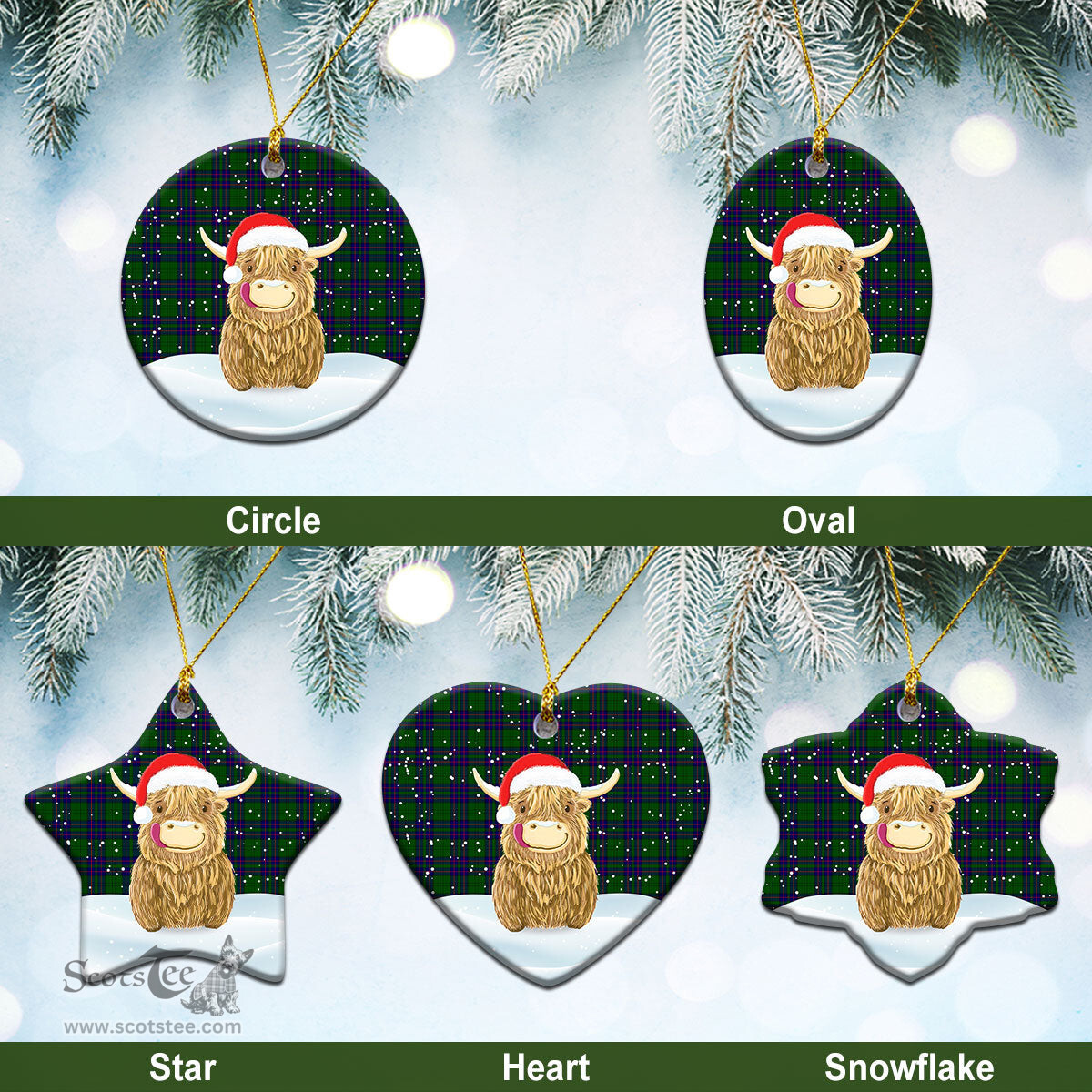 Scottish Lockhart Modern Tartan Christmas Ceramic Ornament - Highland Cows Style - Tartan Plaid Christmas Decor Scottish Plaid Tartan Plaid - ScotsTee - scotstee.com