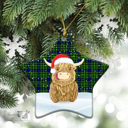 Scottish Rollo Modern Tartan Christmas Ceramic Ornament - Highland Cows Style - Tartan Plaid Christmas Decor Scottish Plaid Tartan Plaid - ScotsTee - scotstee.com