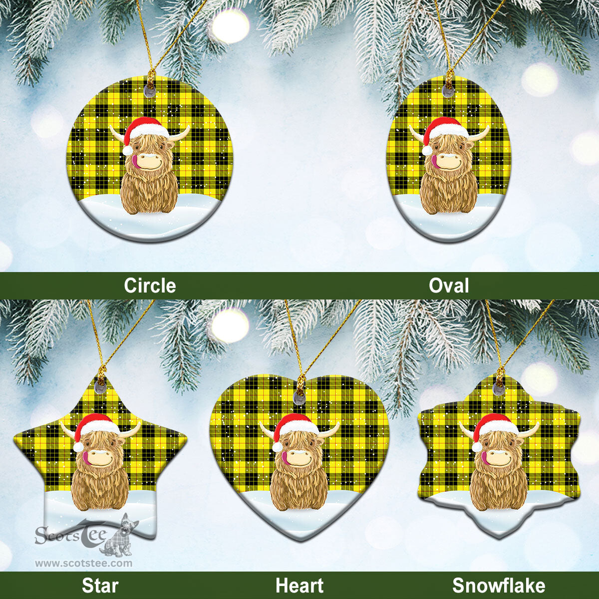 Scottish MacLeod of Lewis Modern Tartan Christmas Ceramic Ornament - Highland Cows Style - Tartan Plaid Christmas Decor Scottish Plaid Tartan Plaid - ScotsTee - scotstee.com