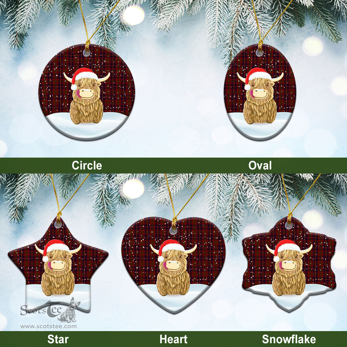 Scottish Walker Tartan Christmas Ceramic Ornament - Highland Cows Style - Tartan Plaid Christmas Decor Scottish Plaid Tartan Plaid - ScotsTee - scotstee.com