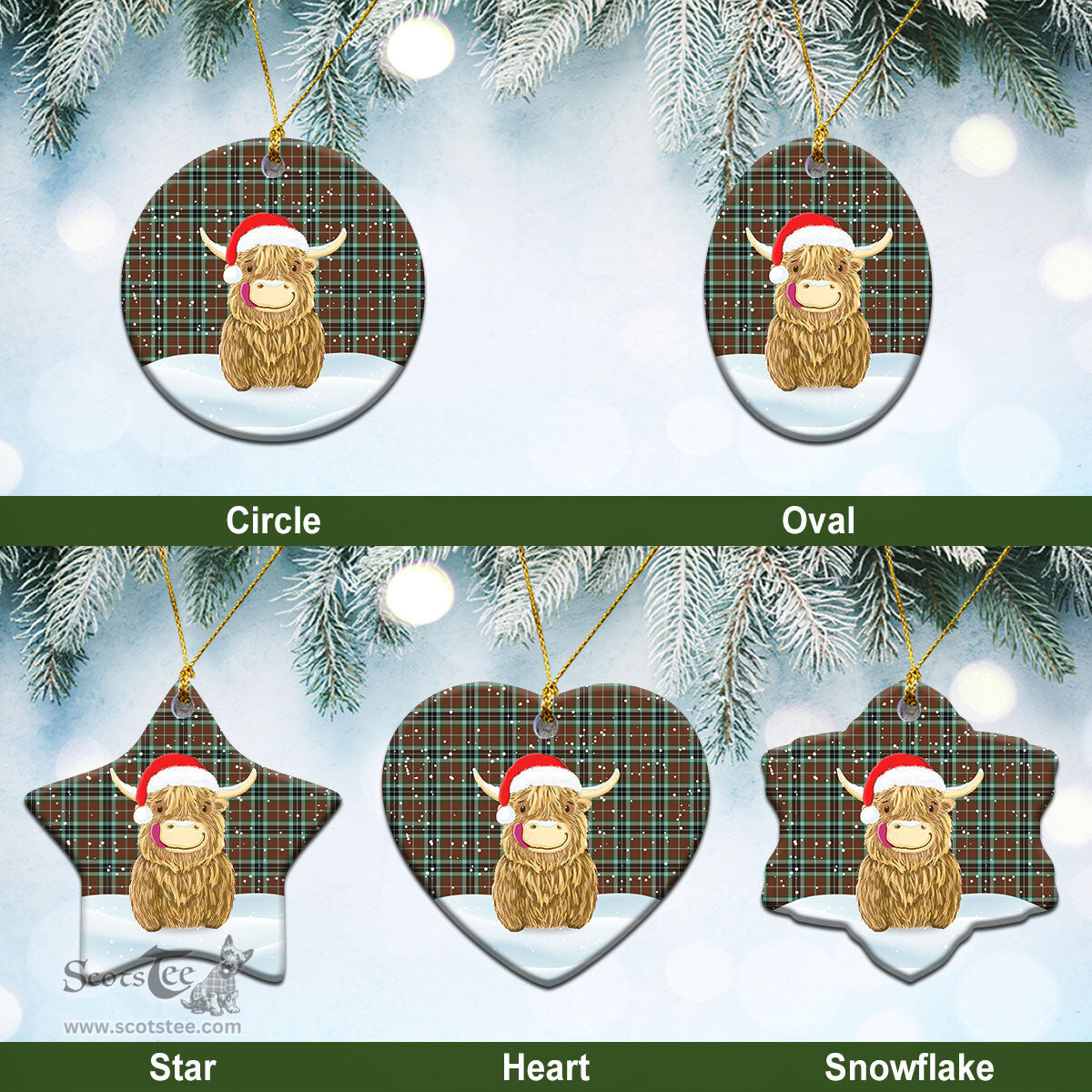 Scottish Thomson Hunting Modern Tartan Christmas Ceramic Ornament - Highland Cows Style - Tartan Plaid Christmas Decor Scottish Plaid Tartan Plaid - ScotsTee - scotstee.com