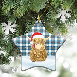 Scottish Stewart Muted Blue Tartan Christmas Ceramic Ornament - Highland Cows Style - Tartan Plaid Christmas Decor Scottish Plaid Tartan Plaid - ScotsTee - scotstee.com