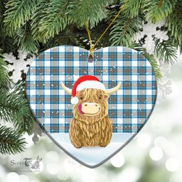 Scottish Stewart Muted Blue Tartan Christmas Ceramic Ornament - Highland Cows Style - Tartan Plaid Christmas Decor Scottish Plaid Tartan Plaid - ScotsTee - scotstee.com