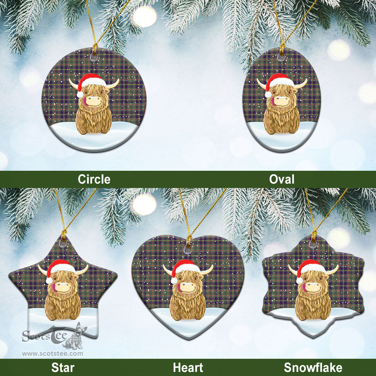 Scottish Taylor Weathered Tartan Christmas Ceramic Ornament - Highland Cows Style - Tartan Plaid Christmas Decor Scottish Plaid Tartan Plaid - ScotsTee - scotstee.com