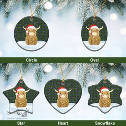 Scottish Strang (or Strange) Tartan Christmas Ceramic Ornament - Highland Cows Style - Tartan Plaid Christmas Decor Scottish Plaid Tartan Plaid - ScotsTee - scotstee.com