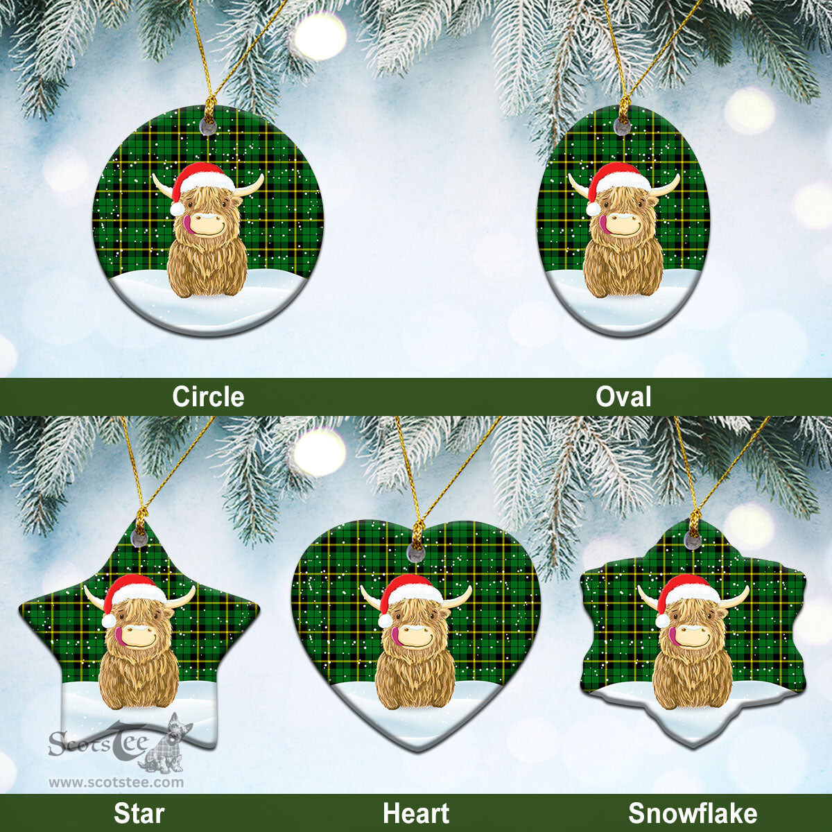 Scottish Wallace Hunting Modern Tartan Christmas Ceramic Ornament - Highland Cows Style - Tartan Plaid Christmas Decor Scottish Plaid Tartan Plaid - ScotsTee - scotstee.com