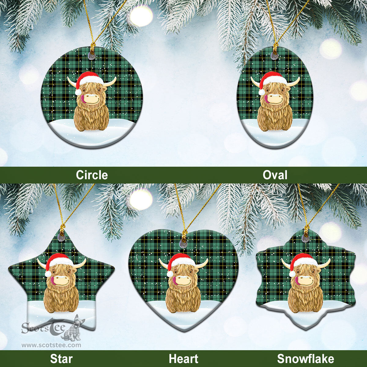 Scottish Wallace Hunting Ancient Tartan Christmas Ceramic Ornament - Highland Cows Style - Tartan Plaid Christmas Decor Scottish Plaid Tartan Plaid - ScotsTee - scotstee.com