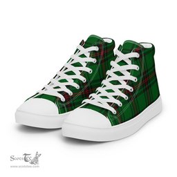 Tartan Men High Top Shoes Clan Kirkcaldy Plaid Converse High Tops Sneakers, Converse Christmas Sneakers Plaid High Top Shoes For Men