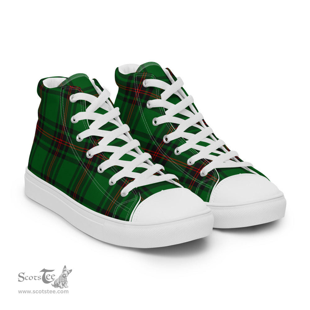 Tartan Men High Top Shoes Clan Kirkcaldy Plaid Converse High Tops Sneakers, Converse Christmas Sneakers Plaid High Top Shoes For Men