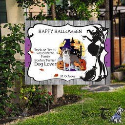 Halloween Decorations Outdoor Halloween Yard Sign Cute Boston Terrier Dog Witch Pumpkin Halloween Yard Decorations - Scotstee Shop