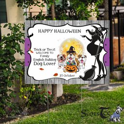 Halloween Decorations Outdoor Halloween Yard Sign Cute English Bulldog Mummy Witch Dog Moon Ghosts Halloween Yard Decorations - Scotstee Shop