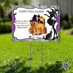 Halloween Decorations Outdoor Halloween Yard Sign Funny Halloween Goldendoodle Dog Witch Pumpkin Halloween Yard Decorations - Scotstee Shop